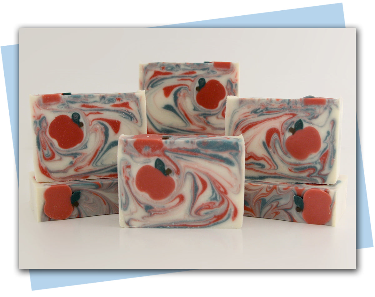 red white and green swirl with apple embed bars of soap