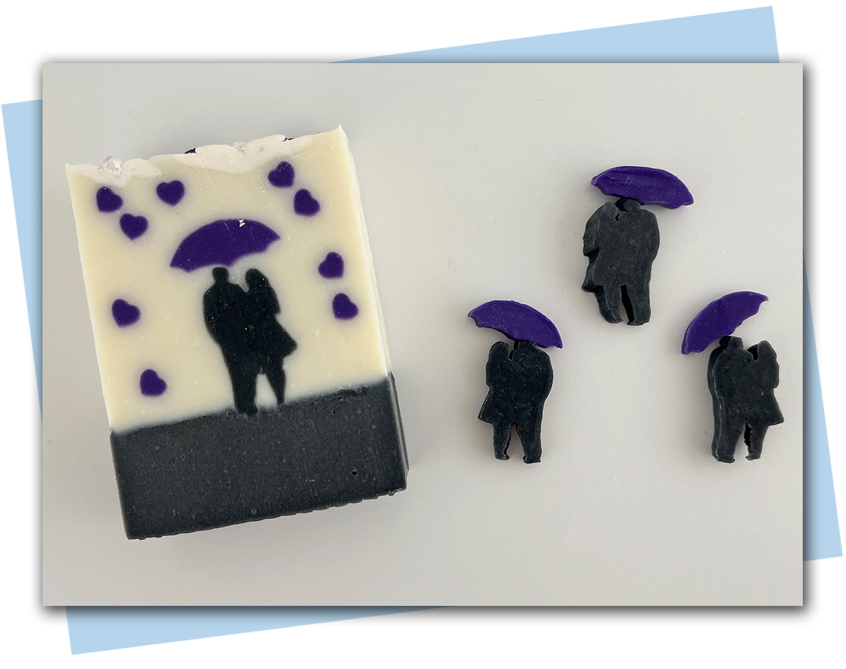 Couple standing under an umbrella extruder discs two disc in a set