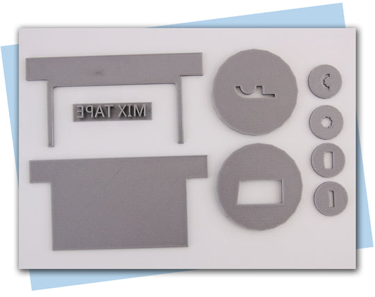 80s cassette tape scraper and extruder discs set with stamp