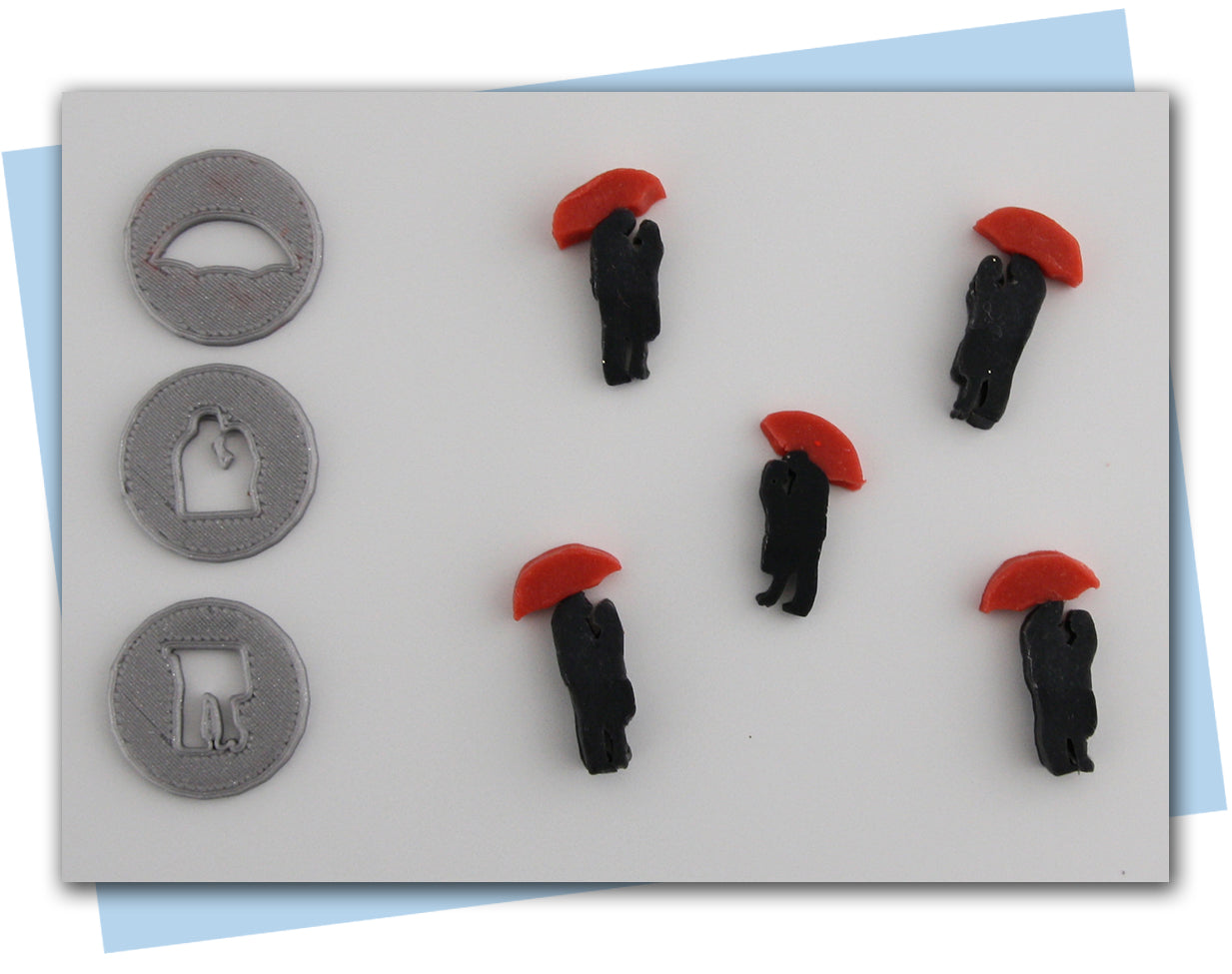 Couple under an umbrella three piece extruder disc set