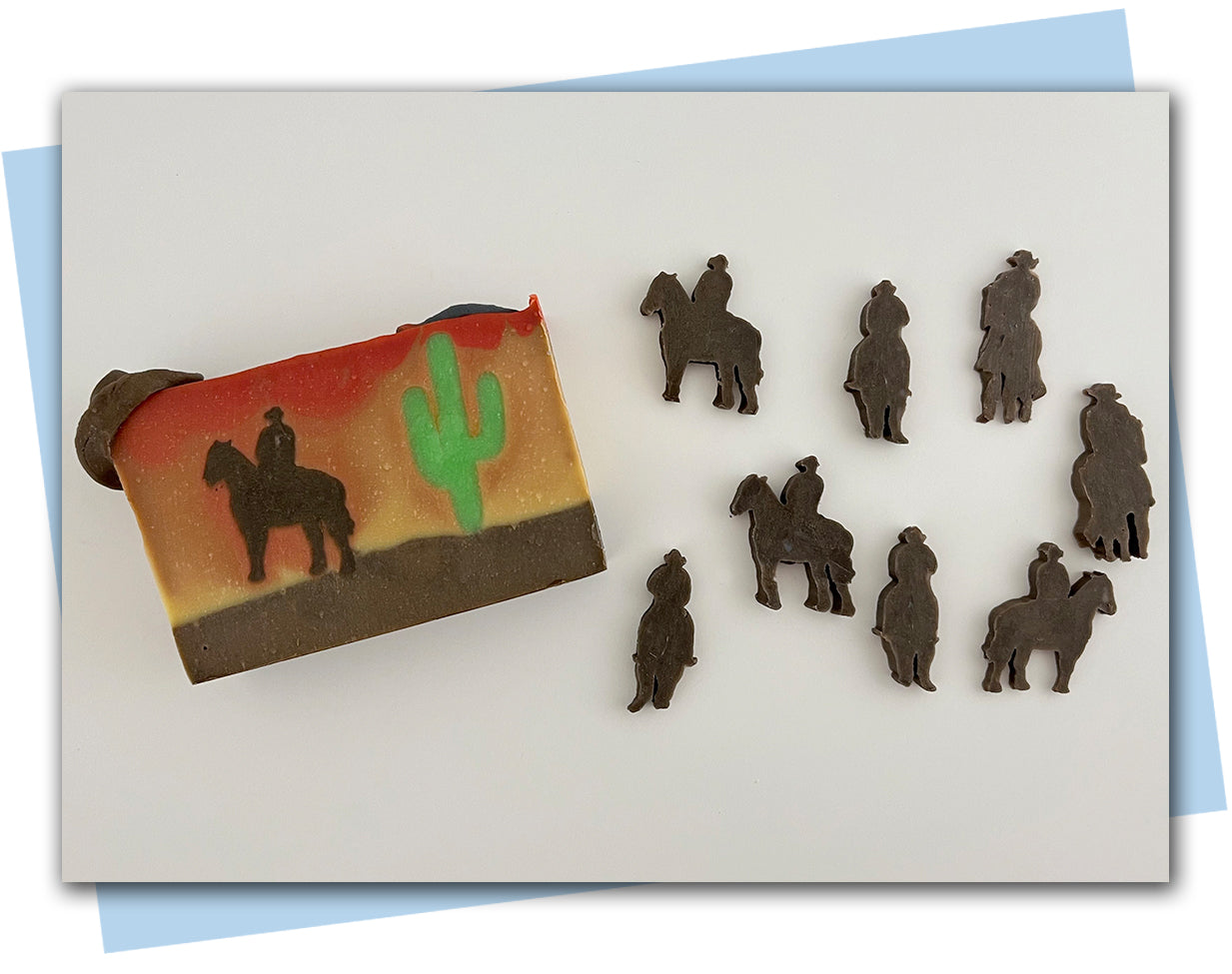 Three different cowboy on a horse extruder disc designs