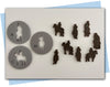 Three different cowboy on a horse extruder disc designs