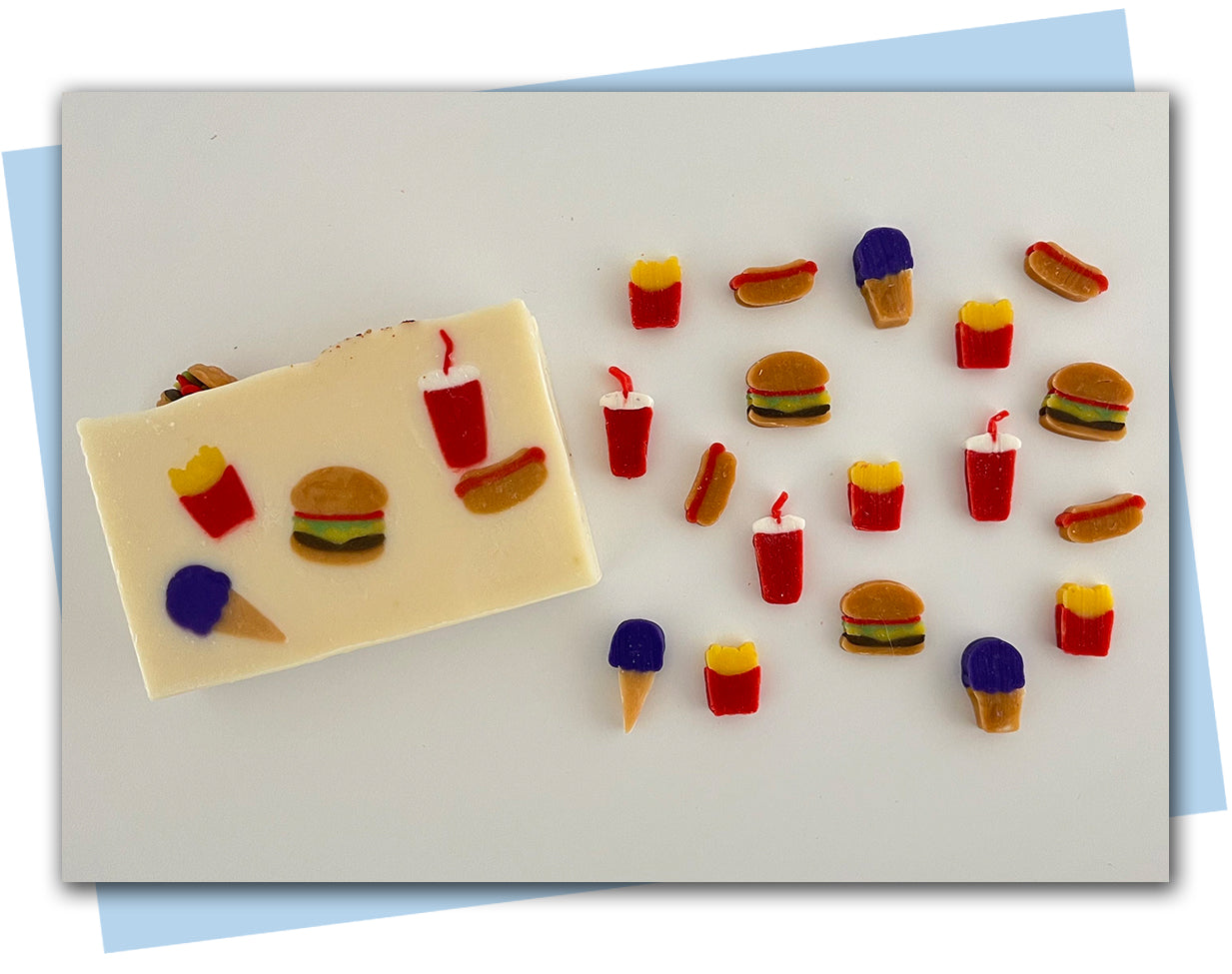 fast food extruder discs including soft drink, fries, and ice cream