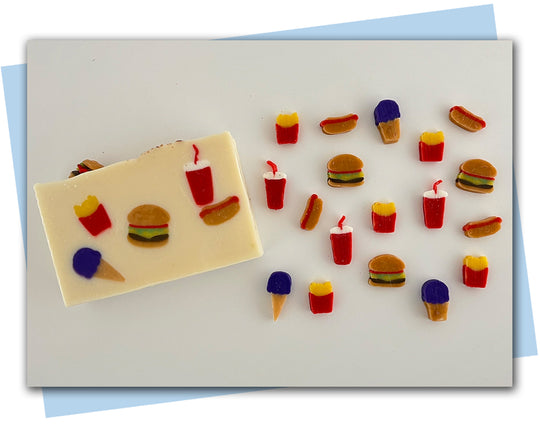 fast food extruder discs including soft drink, fries, and ice cream