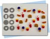 fast food extruder discs including soft drink, fries, and ice cream