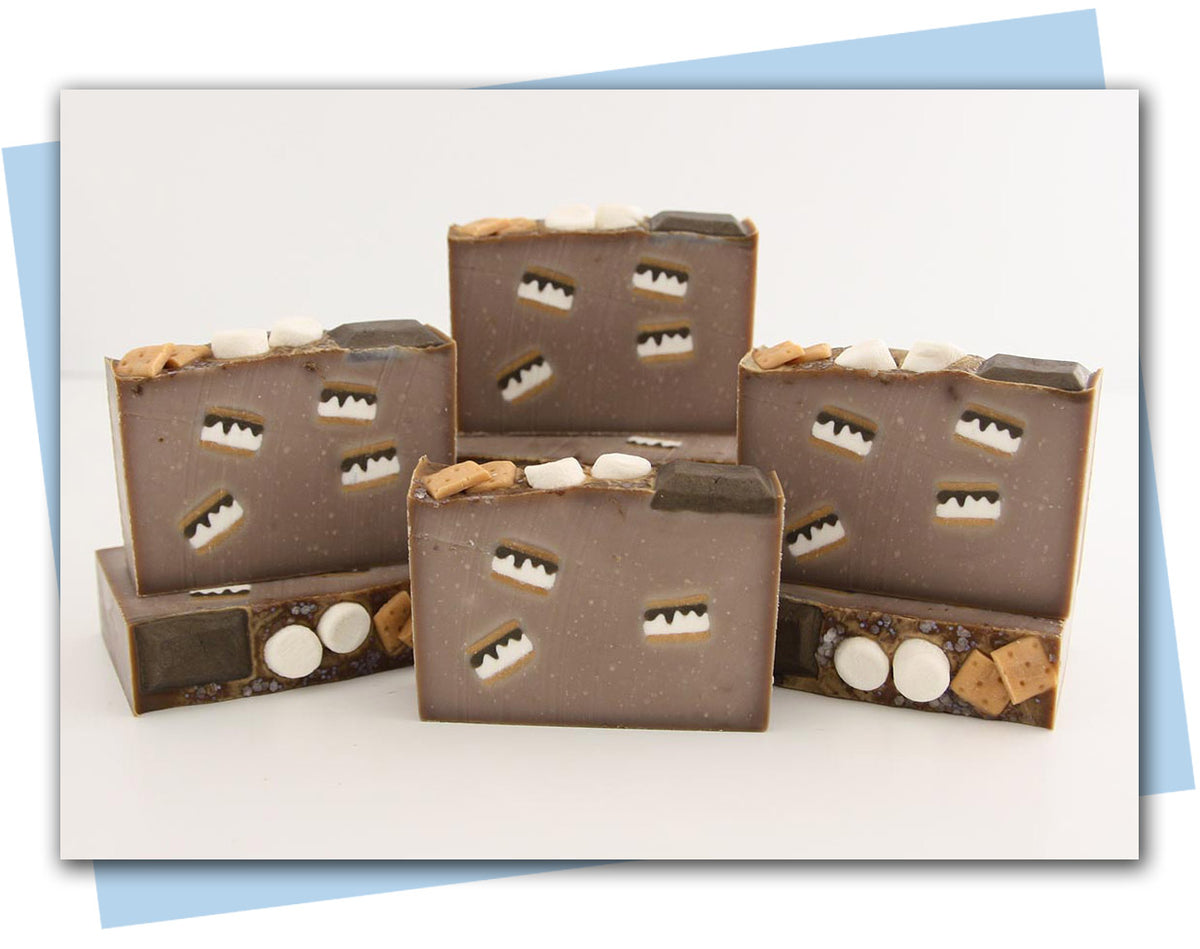 bars of soap with smore embeds and smore topping.