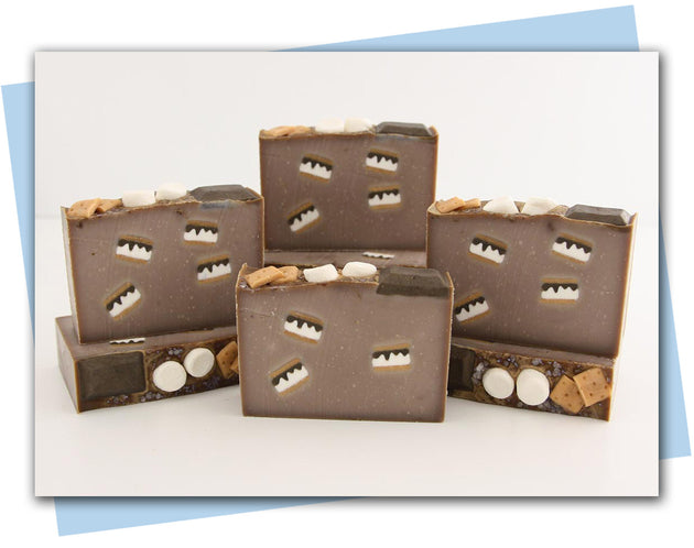 bars of soap with smore embeds and smore topping.