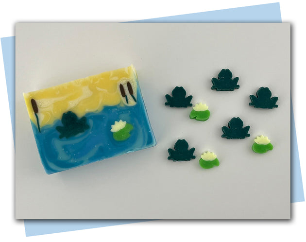 frog and lily pad and cattail extruder discs