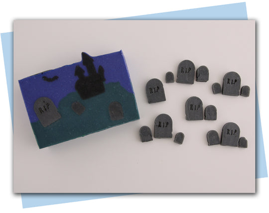headstone extruder disc with RIP stamp