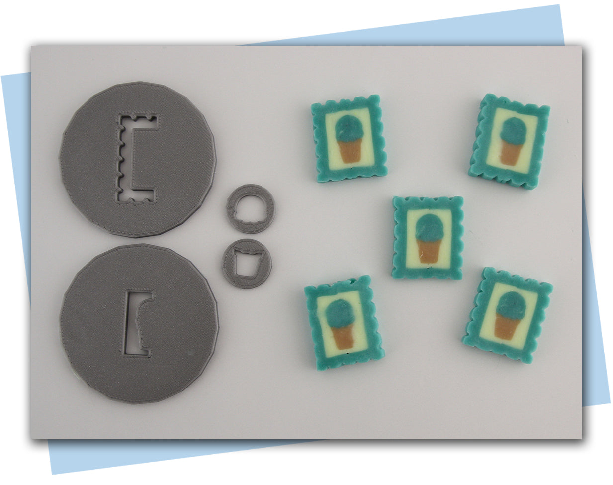 Postage Stamp Extruder Disc Set with Ice Cream center