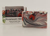 Bars of soap in custom packaging with ladybug embed and swirl design
