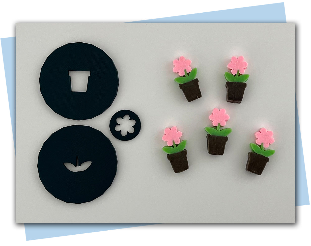 Flower, stem, and pot extruder disc set