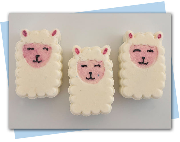 Llama shaped bath bombs