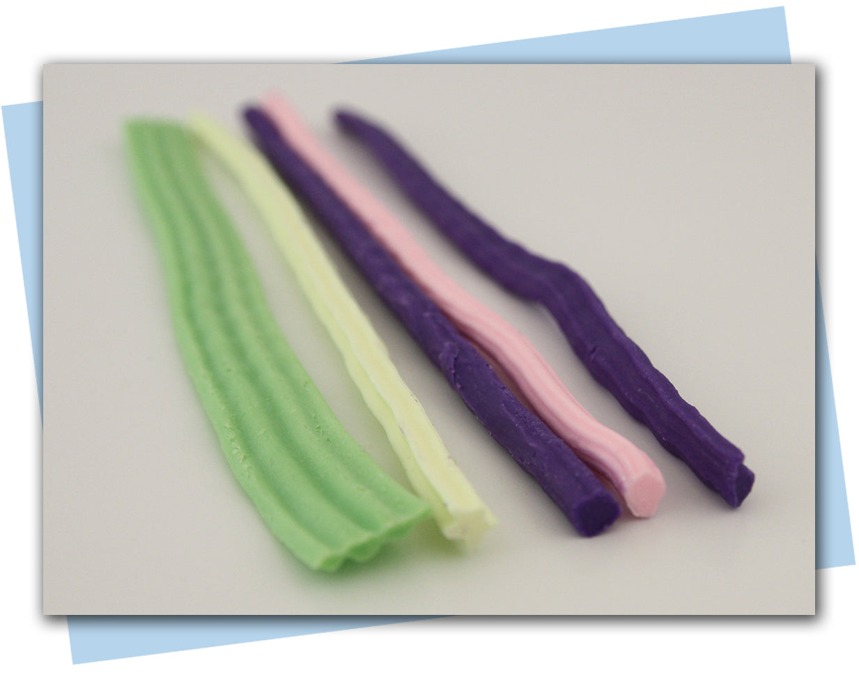 Colorful Ocean Soap Canes: Seaweed, Starfish (yellow), shells (pink and purple), Fish (purple)