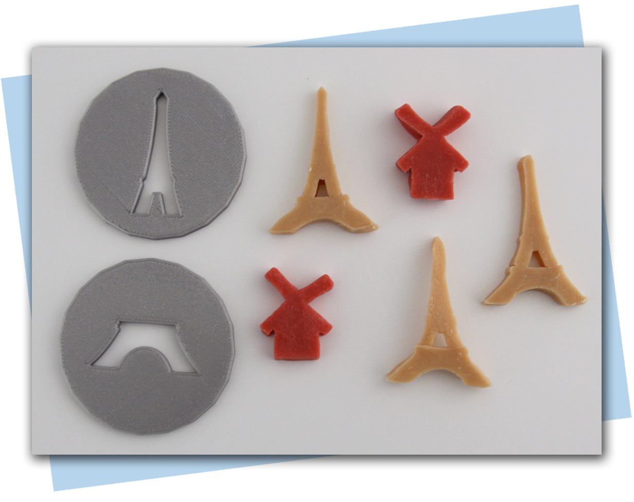 Eiffel tower and windmill extruder disc set