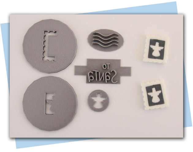 Holiday postage stamp extruder discs angel