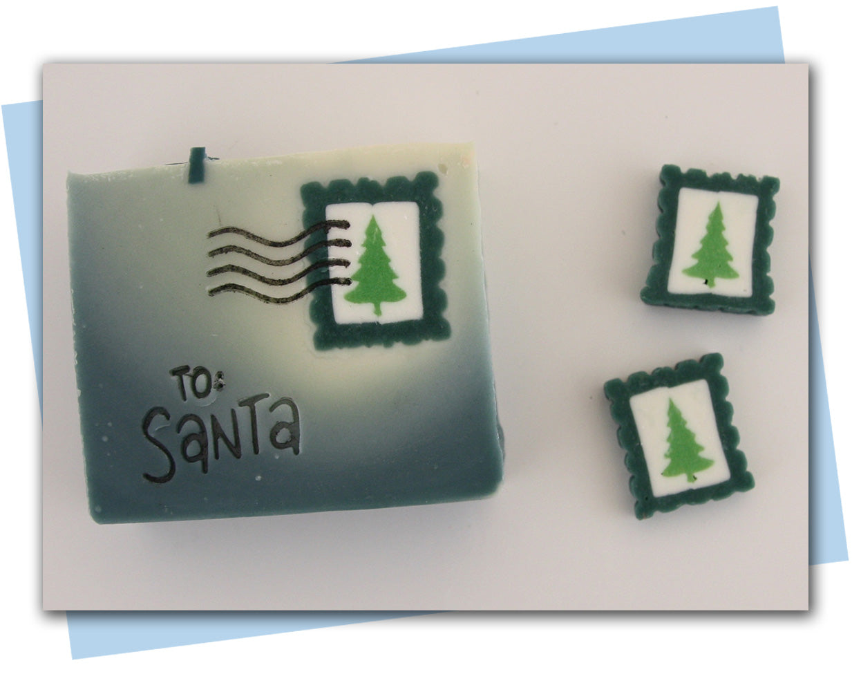 Holiday postage stamp extruder discs tree