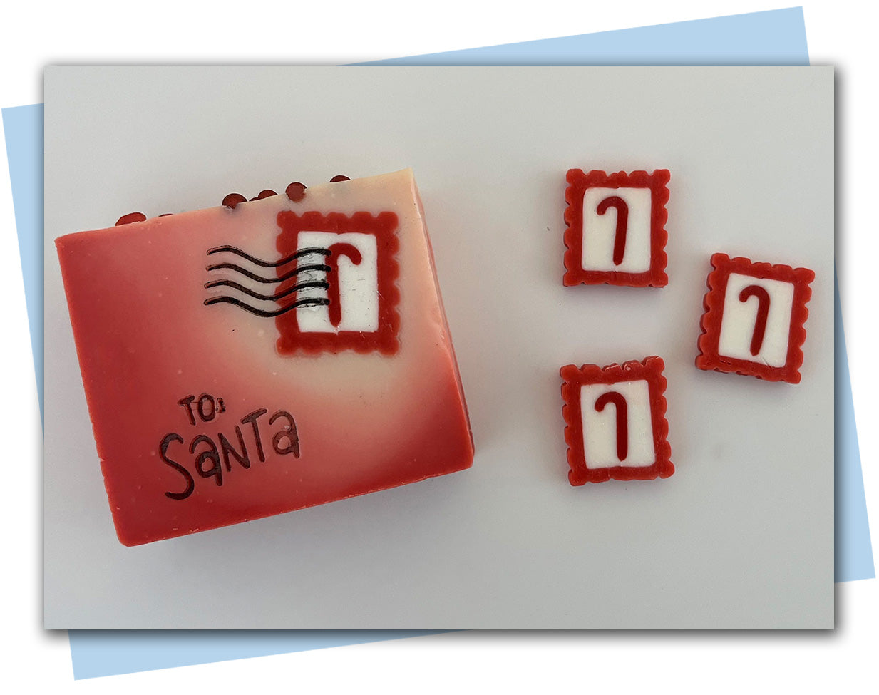 Holiday postage stamp extruder discs candy cane