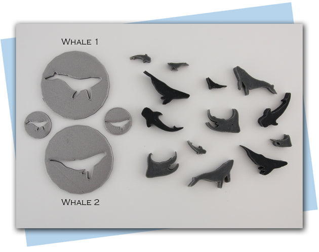 stingray, shark, and whale extruder discs two whale designs 1 and 2