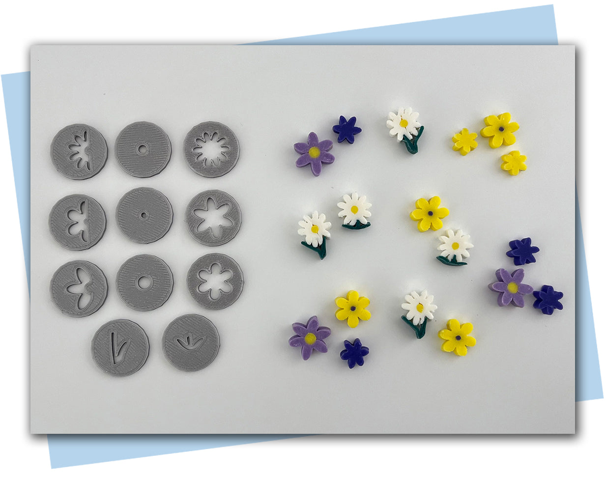 spring flowers and daisy extruder disc sets with different shape and size flowers
