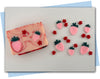 abstract strawberry extruder discs with flowers