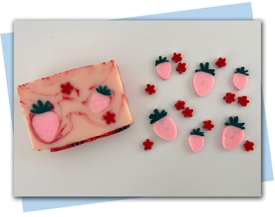 abstract strawberry extruder discs with flowers
