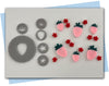 abstract strawberry extruder discs with flowers