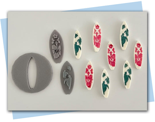 surfboard extruder disc set with two stamps turtle and flower design