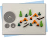 Camping Themed Extruder Discs: Tent, Canoe, Trees, and Canoe with oar