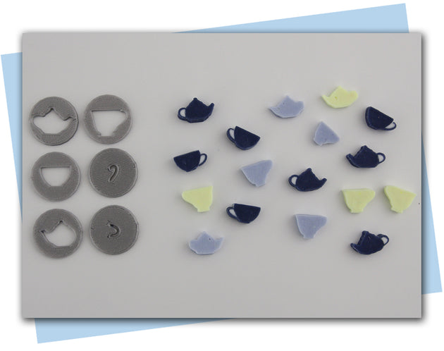 Large and Small Teacup and Teapot Extruder Disc Pieces