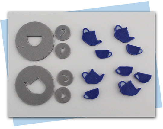 Large and Small Teacup and Teapot Extruder Disc Pieces