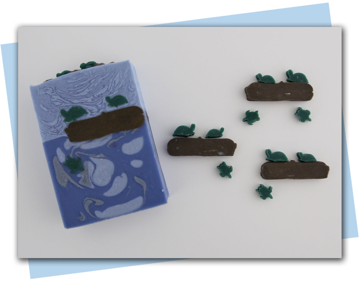 turtles sitting on a log and one swimming extruder idsc set