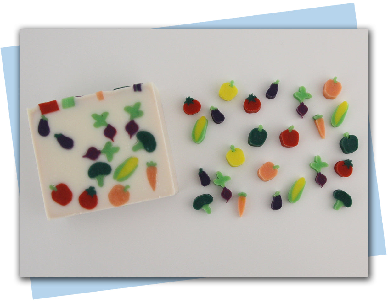 vegetable extruder discs: corn, carrot, pepper, eggplant, radish, broccoli, tomato extruder discs