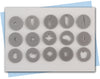 vegetable extruder discs: corn, carrot, pepper, eggplant, radish, broccoli, tomato extruder discs