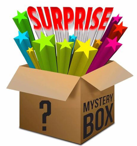 mystery box with surprise and stars written on it