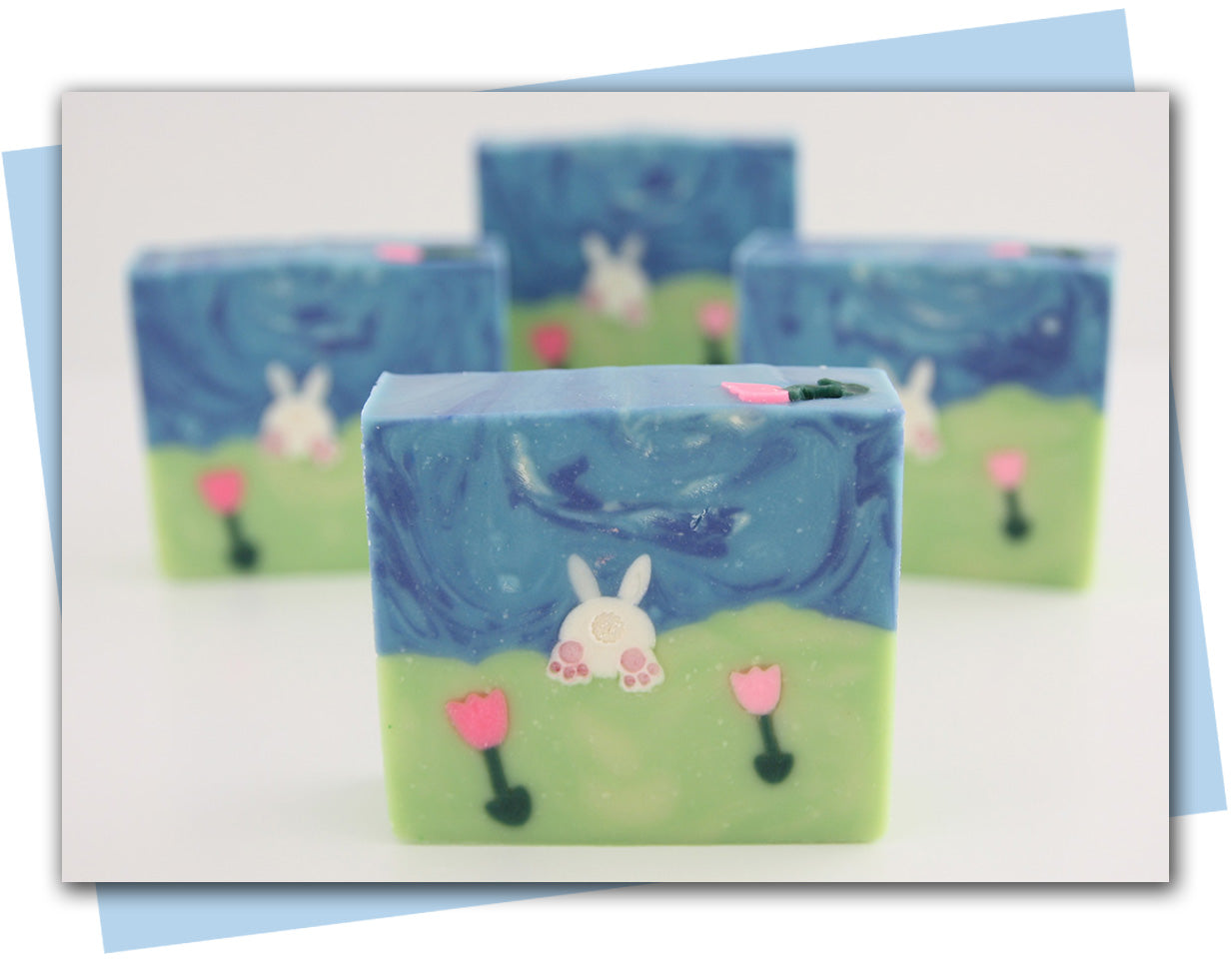 bar of soap with bunny hopping