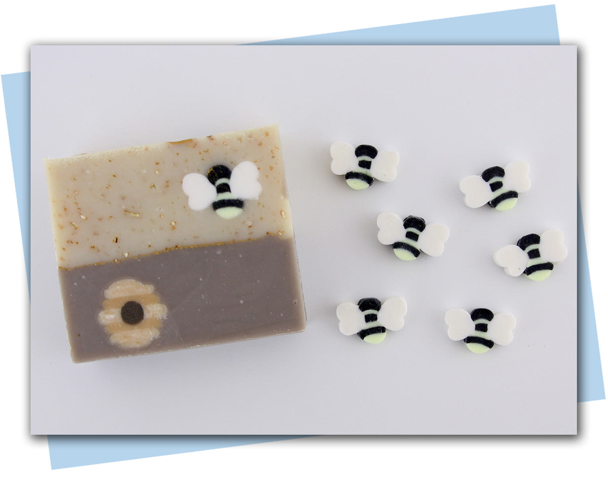 bar of soap with bee embed