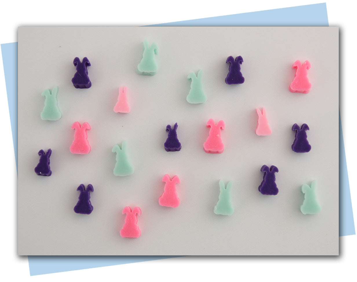 three different bunny design soap pieces