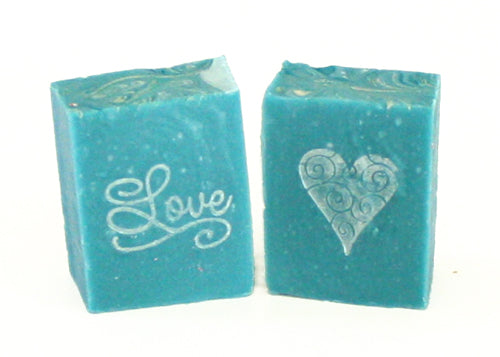 Wedding Favors: half bars of soapwith stamped heart or love on it