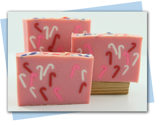 bar soap with candy cane embeds