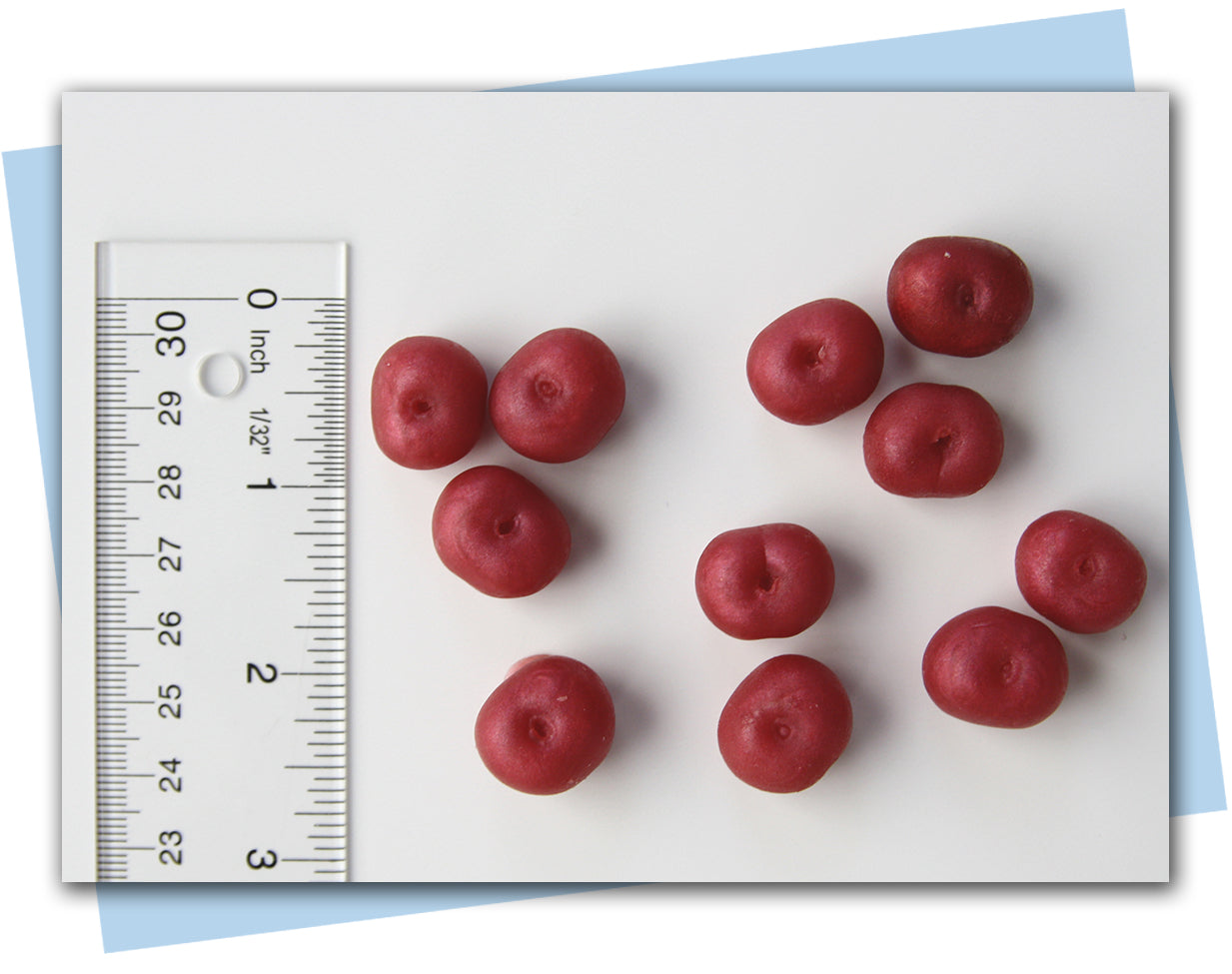 cherry soap embed pieces with ruler for size
