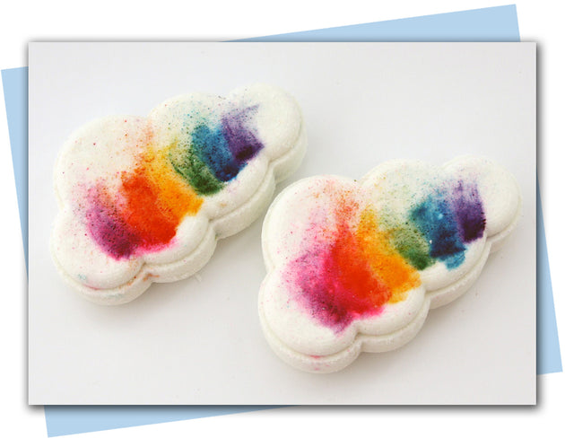 cloud with rainbow bath bomb