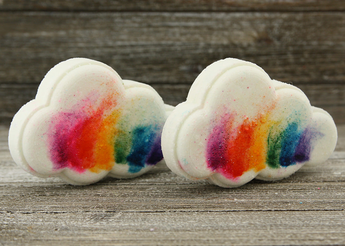 cloud with rainbow bath bomb