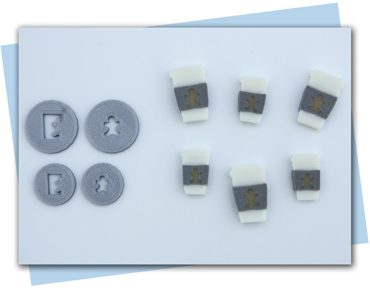 to go coffee cup extruder discs with gingerbread man