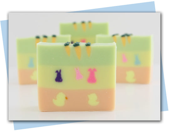bar of soap with example of bunnies in design