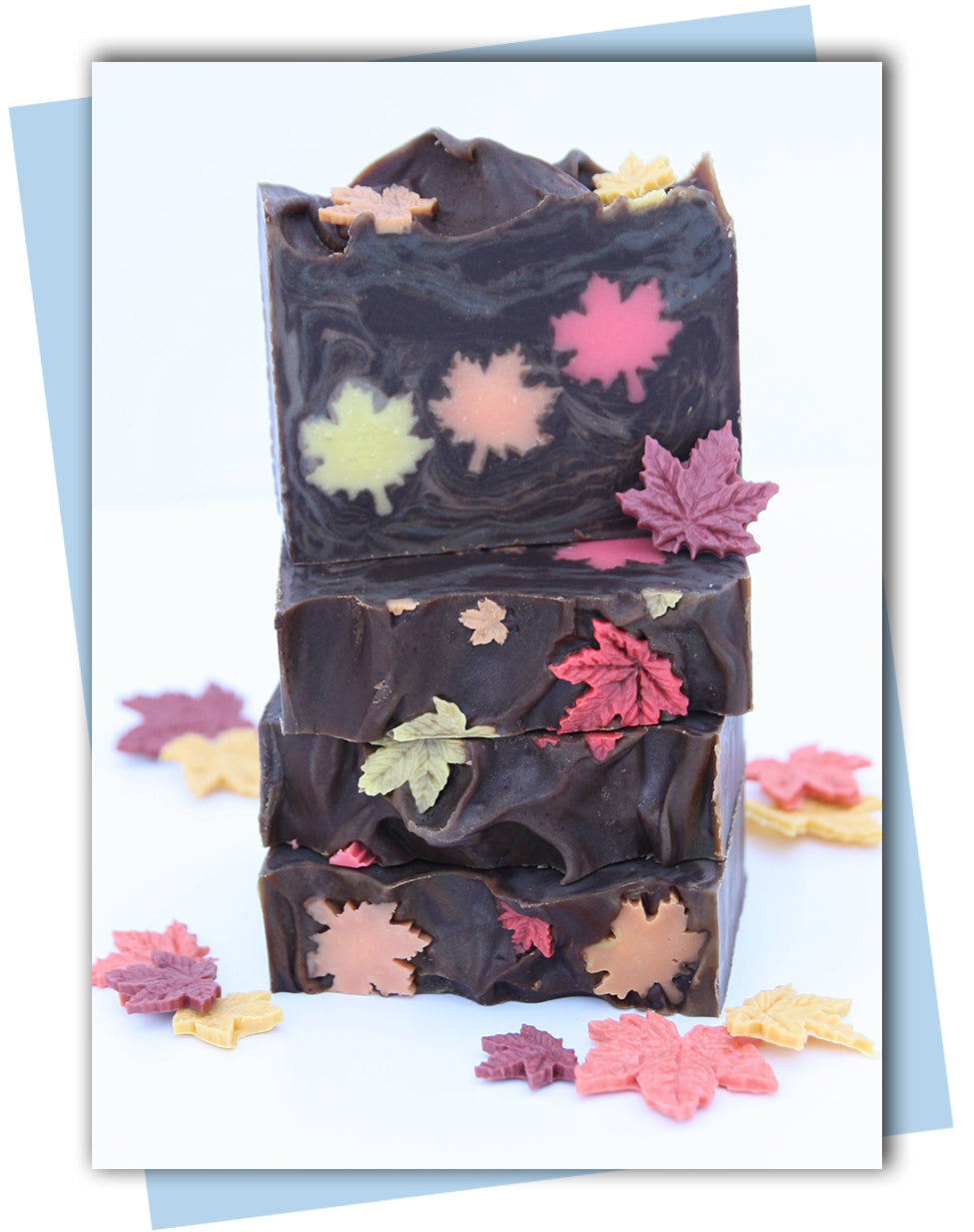 bars of soap with maple leaves