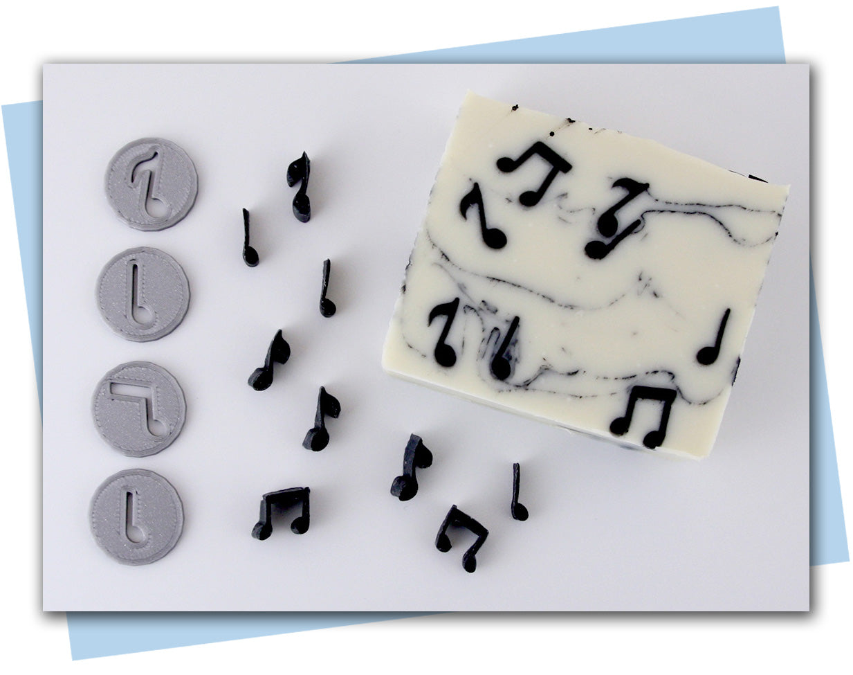 music note extruder discs pieces and bar soap example