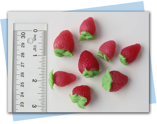 mini strawberry soap embeds with ruler for size