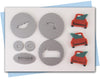 car with tree extruder discs