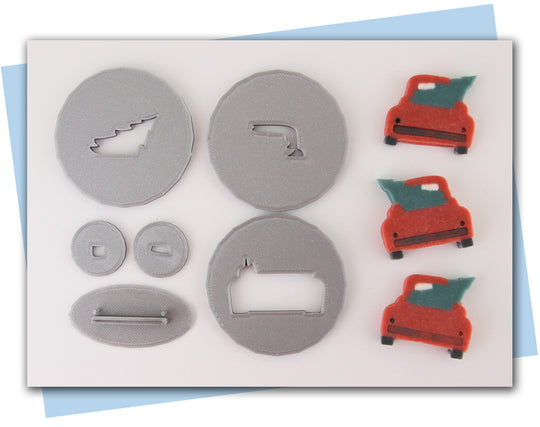 car with tree extruder discs